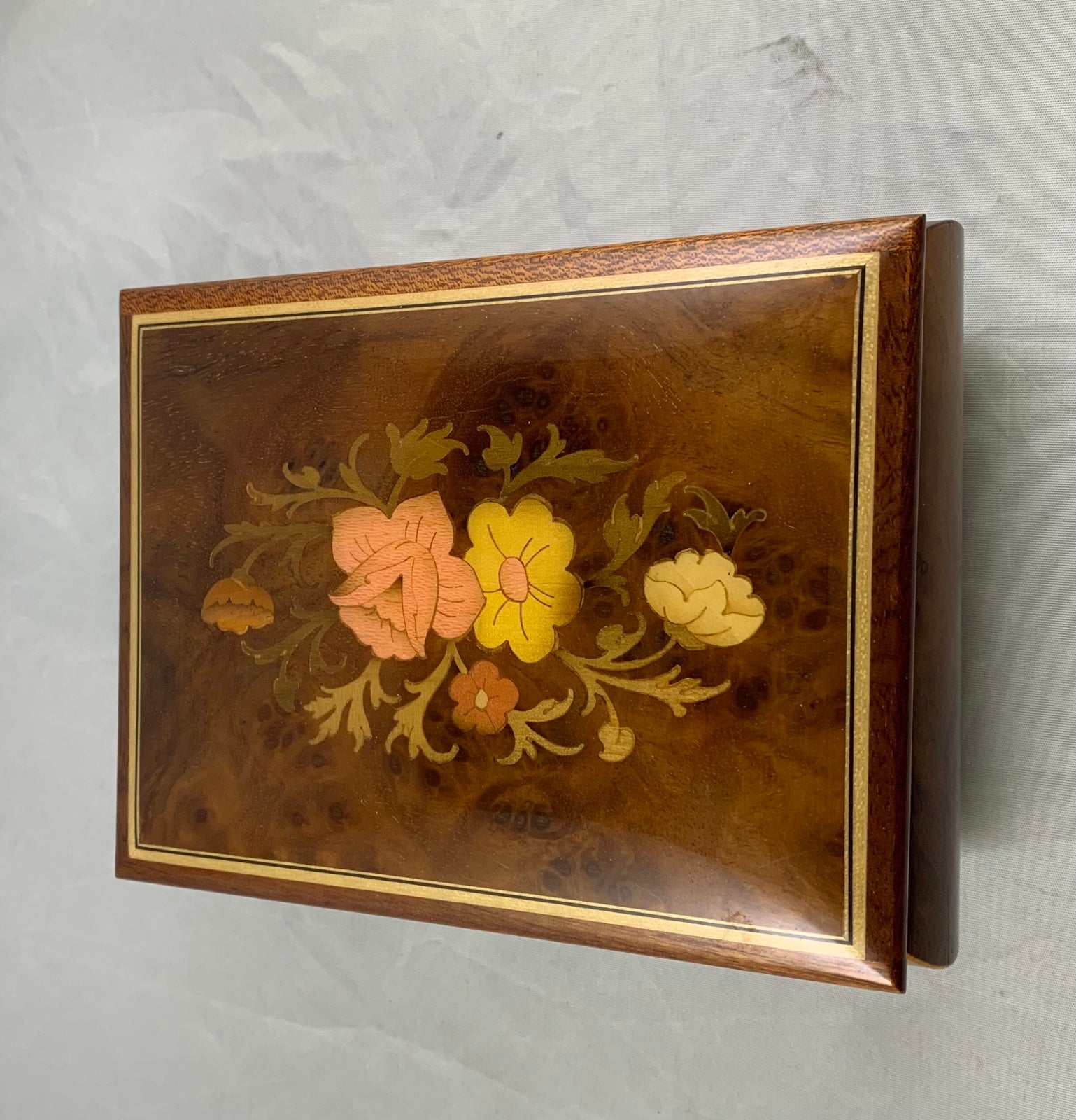 Vintage Reuge Swiss Wooden Music Box Inlaid Wood