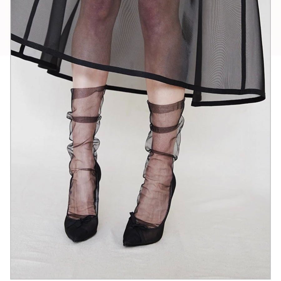 Pan & The Dream Superfine Tulle Socks in Black - US shoe sizes 8 to 10
