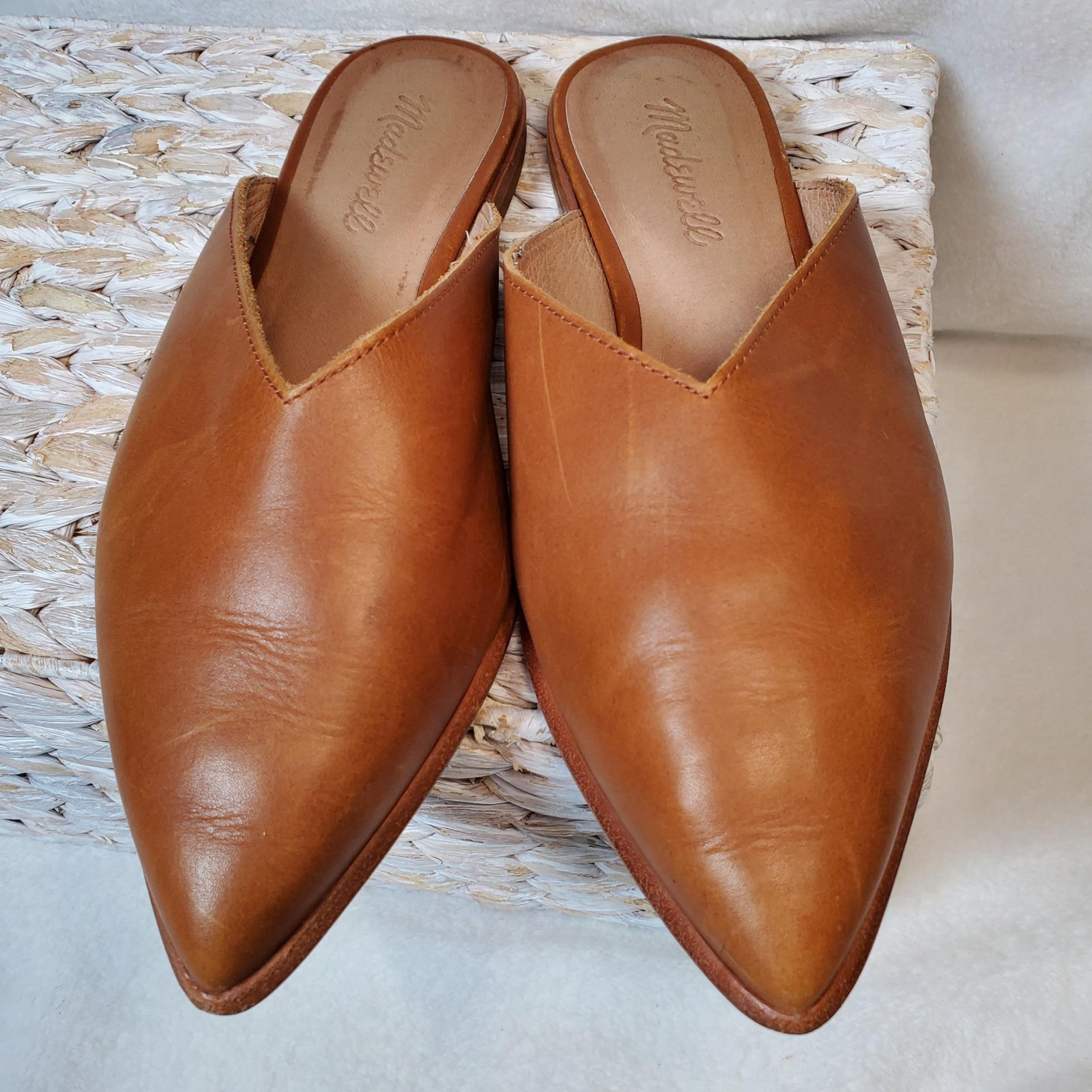 Madewell Women's Tan Remi Mule Flats Shoes Pointed Toe Size 7 GUC