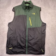 The North Face Reversible Softshell / Fleece Vest Mens Medium Green Black Yellow