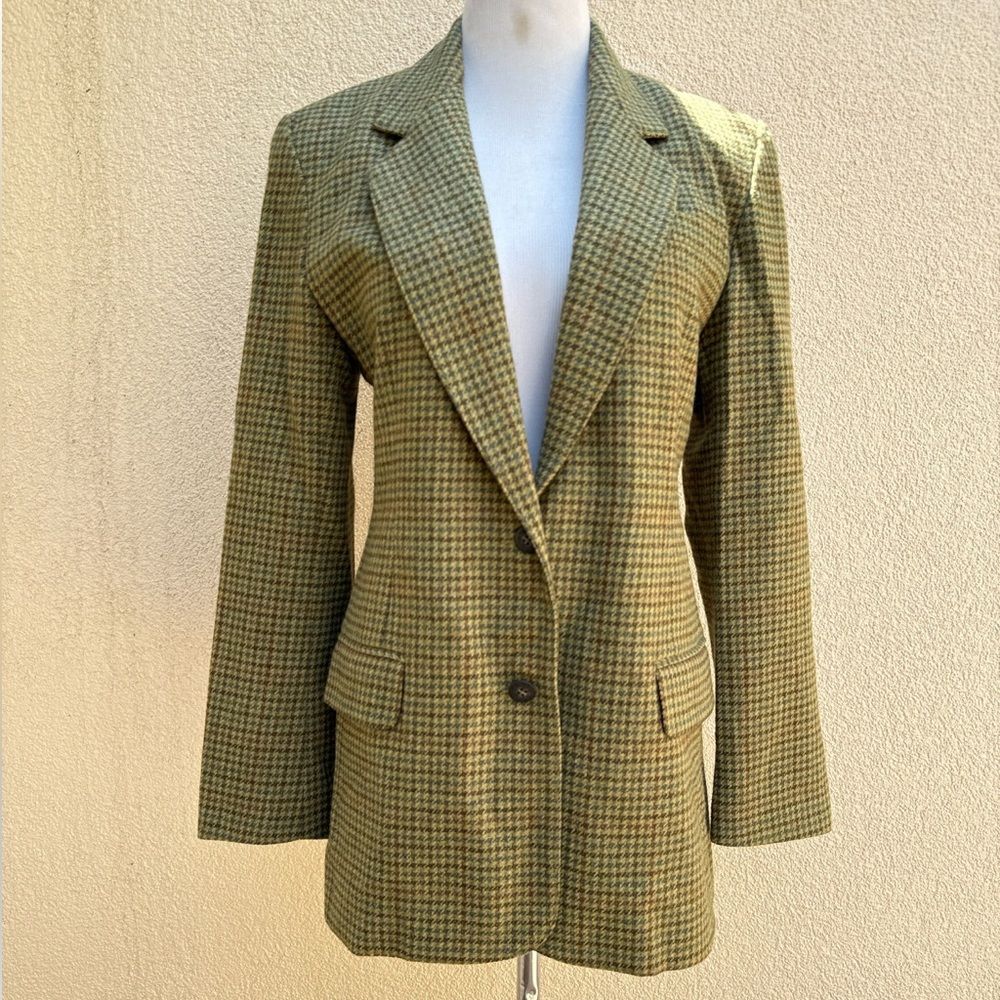 90s vintage Banana Republic safari & travel clothing wool Houndstooth blazer