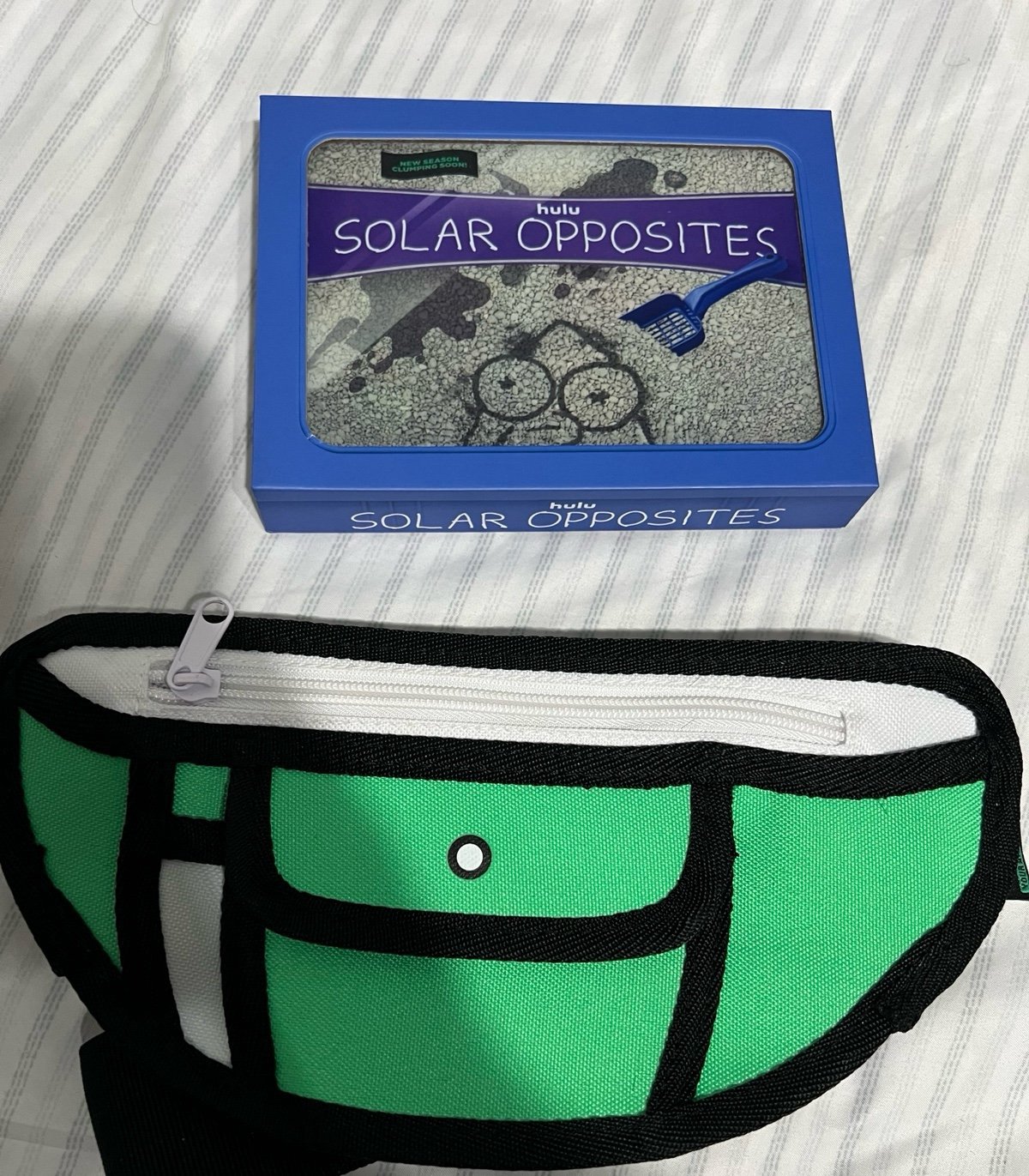 Hulu sdcc solar opposites pins with Hulu Fanny pack