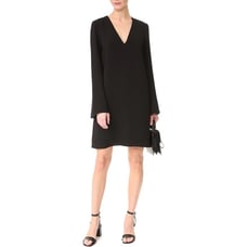 Theory Ulyssa Long Flare Sleeve A-Line Shift Dress V-Neck Black Sz M NWT