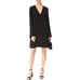 Theory Ulyssa Long Flare Sleeve A-Line Shift Dress V-Neck Black Sz M NWT