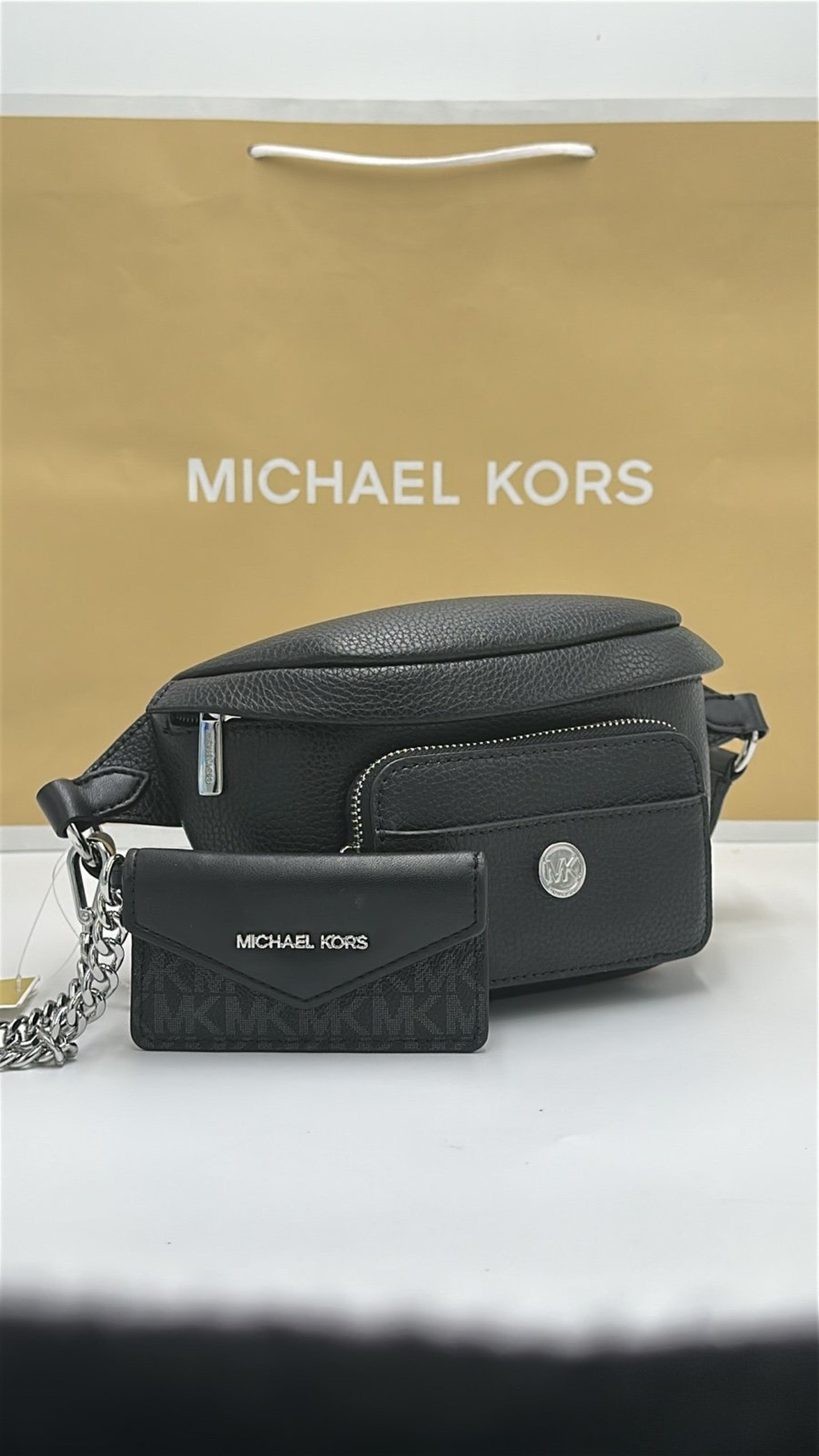 Michael Kors Maisie 2 In 1 Small Leather Waist pack Fanny pack Bag (Black) MK