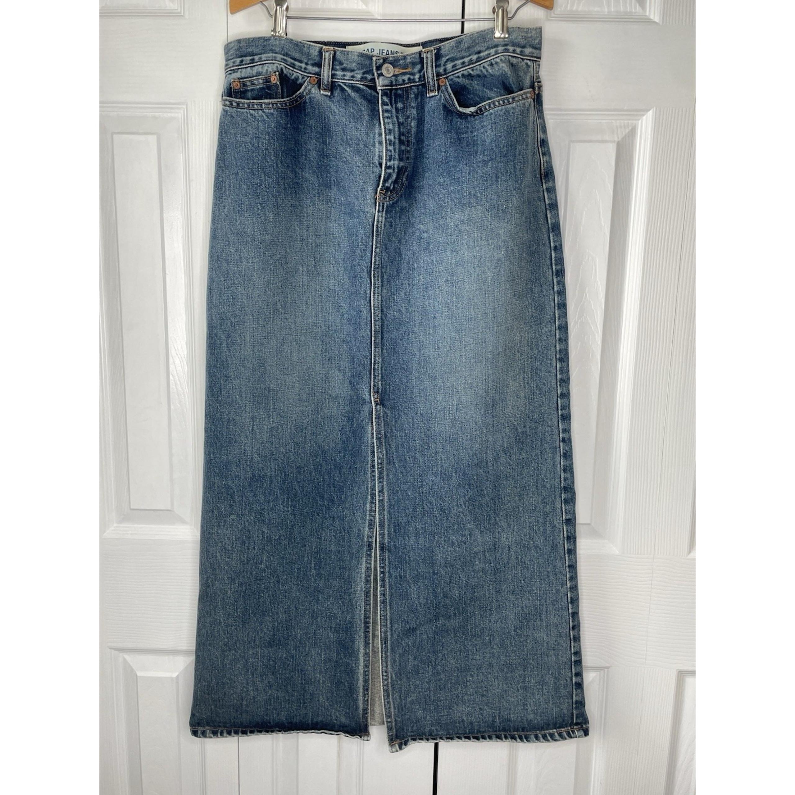Vintage Y2K Gap Denim Maxi Slit Skirt - Size 10 31 X 37 EUC