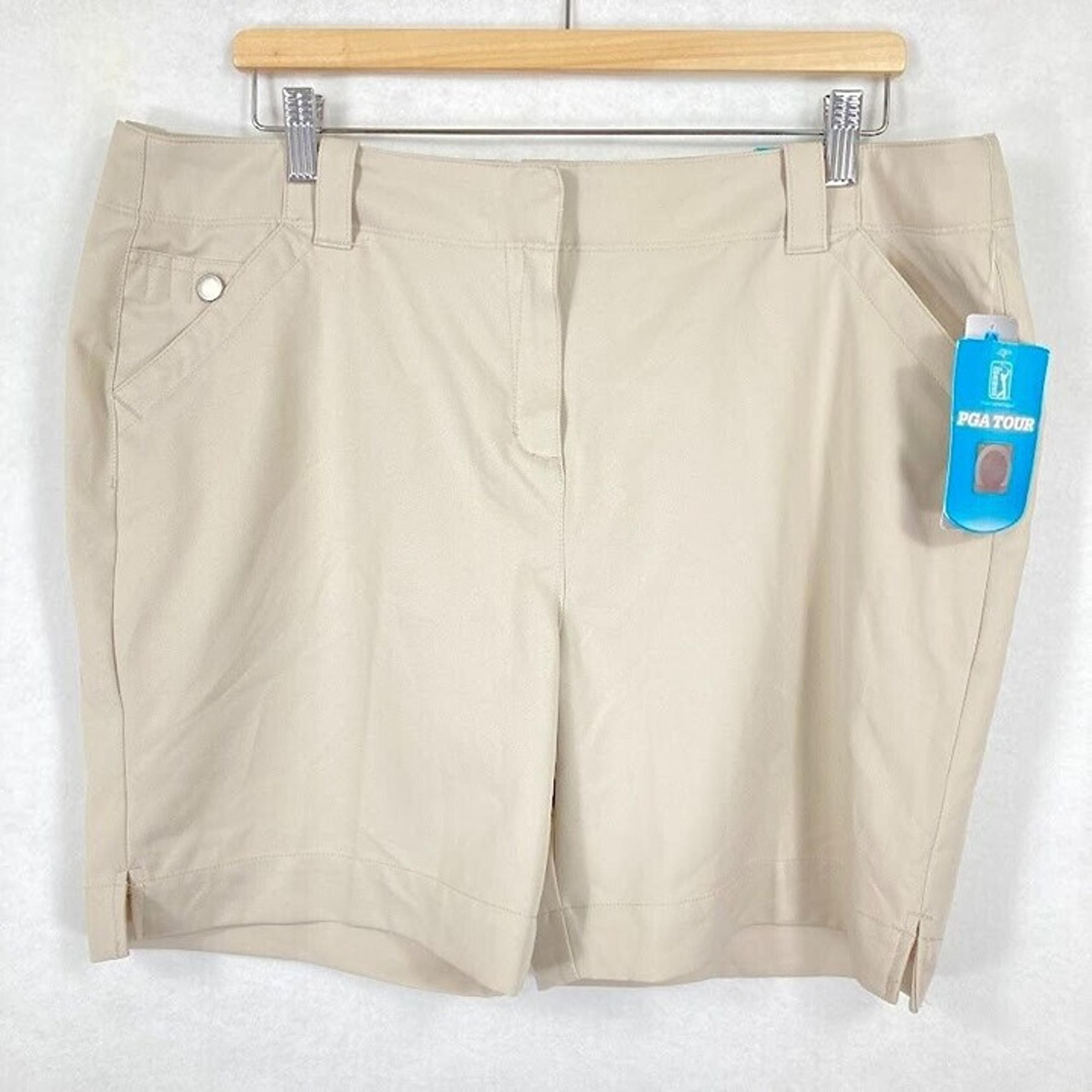 NWT PGA Tour Women's Golf Silver Lining Performance Shorts Beige 16