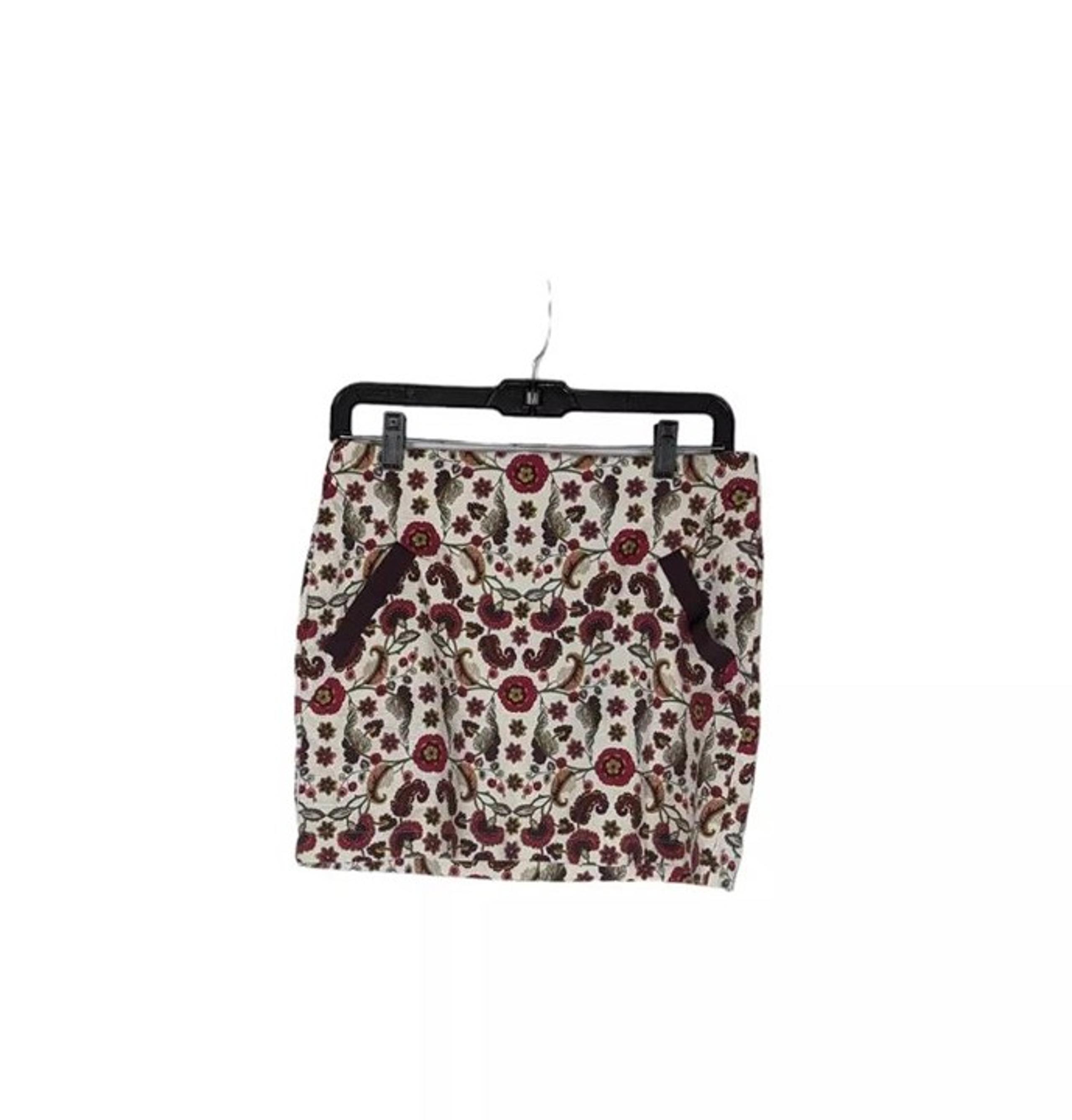 Joe Boxer Sz M Women's White Paisley Floral Zipper Back Pockets Mini Skirt