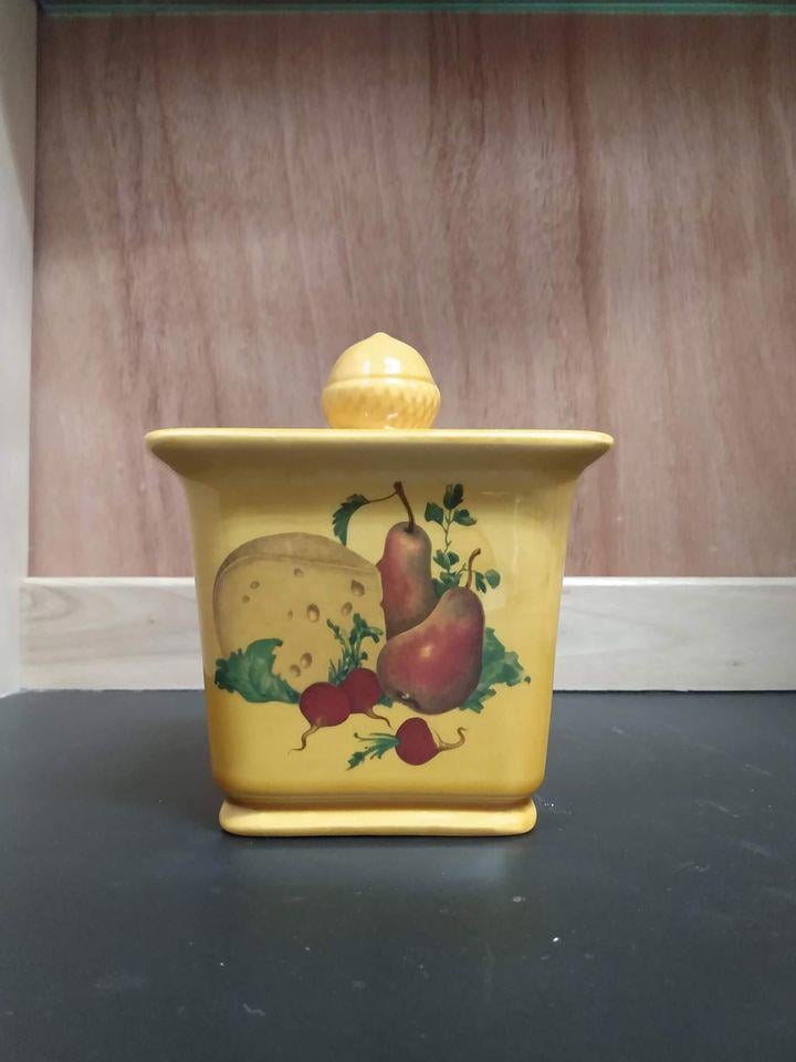 Hyalyn Porcelain Mustard Lidded Canister