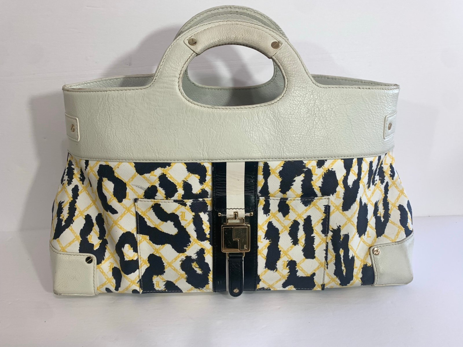 L.A.M.B. Gwen Stefani Vintage Y2K Leather Samburu Coated Cheetah Clutch/Satchel