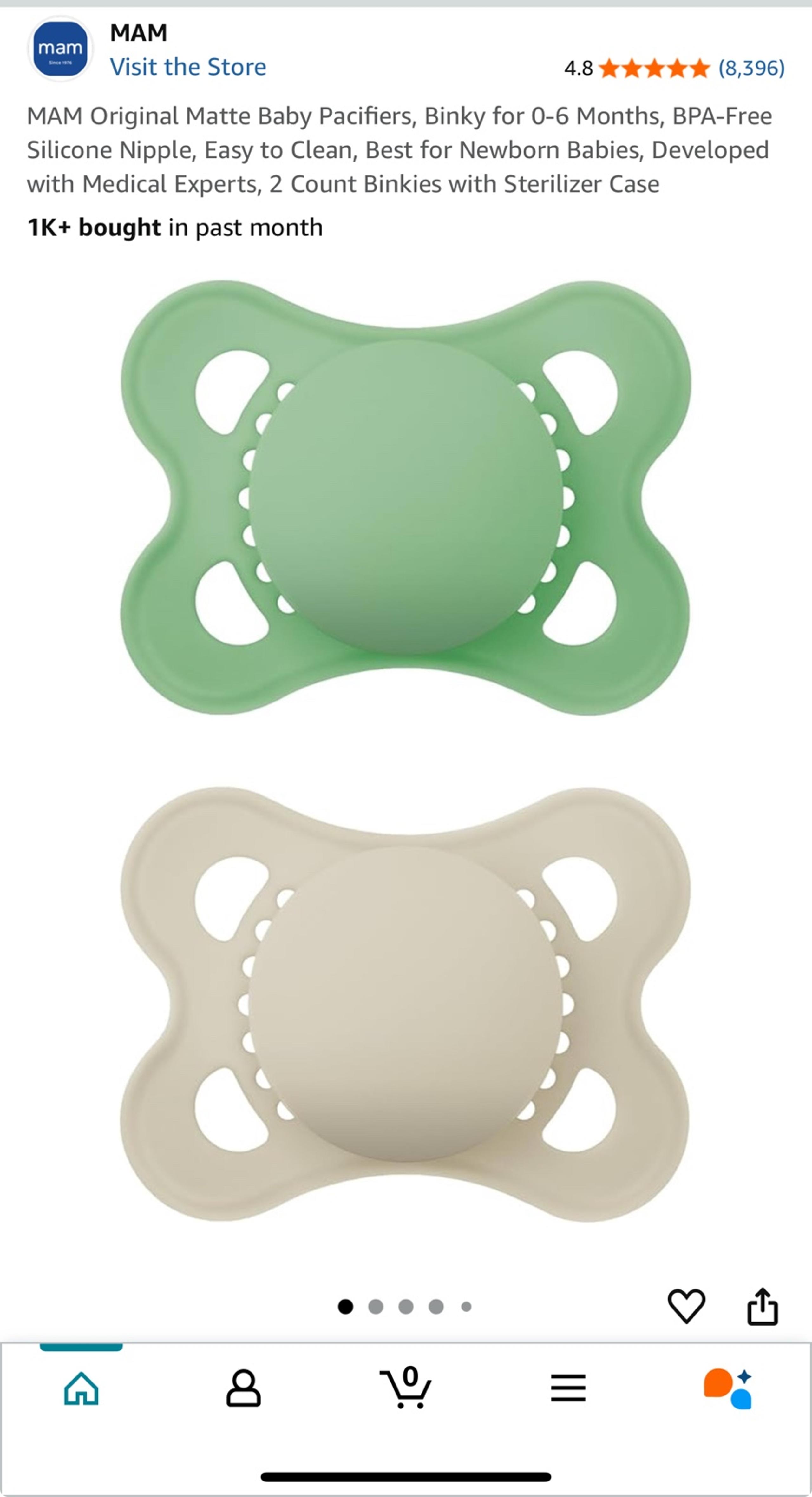 MAM Original Matte Baby Pacifiers, Binky for 0-6 Months