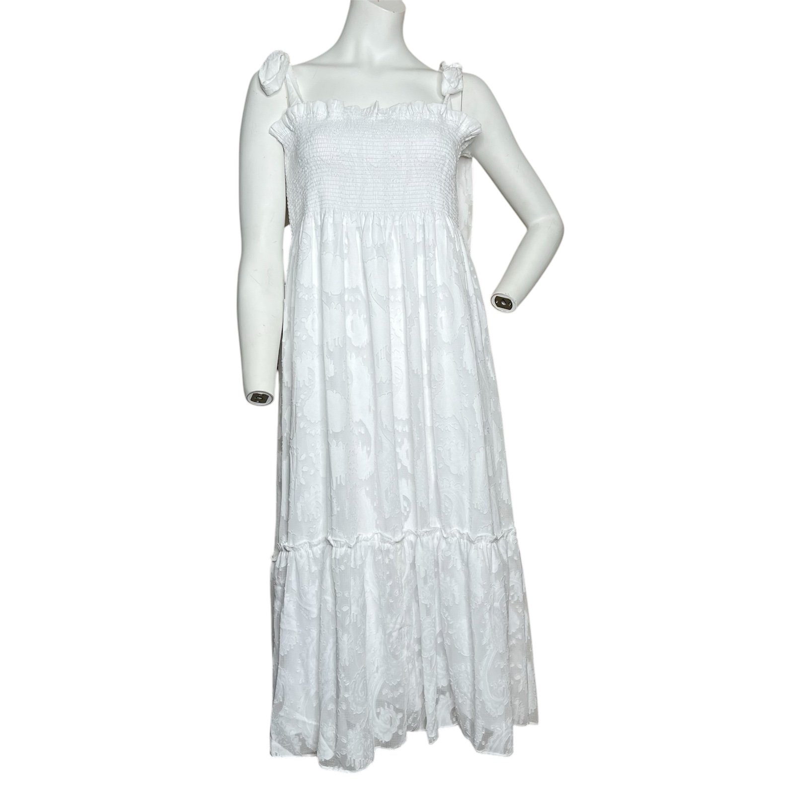 Lilly Pulitzer Rivera Smocked Midi Dress Resort White Sz L NWT