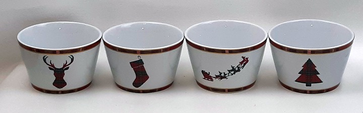 222 Fifth, Wexford - Tartan - Four (4) Round Appetizer Bowls