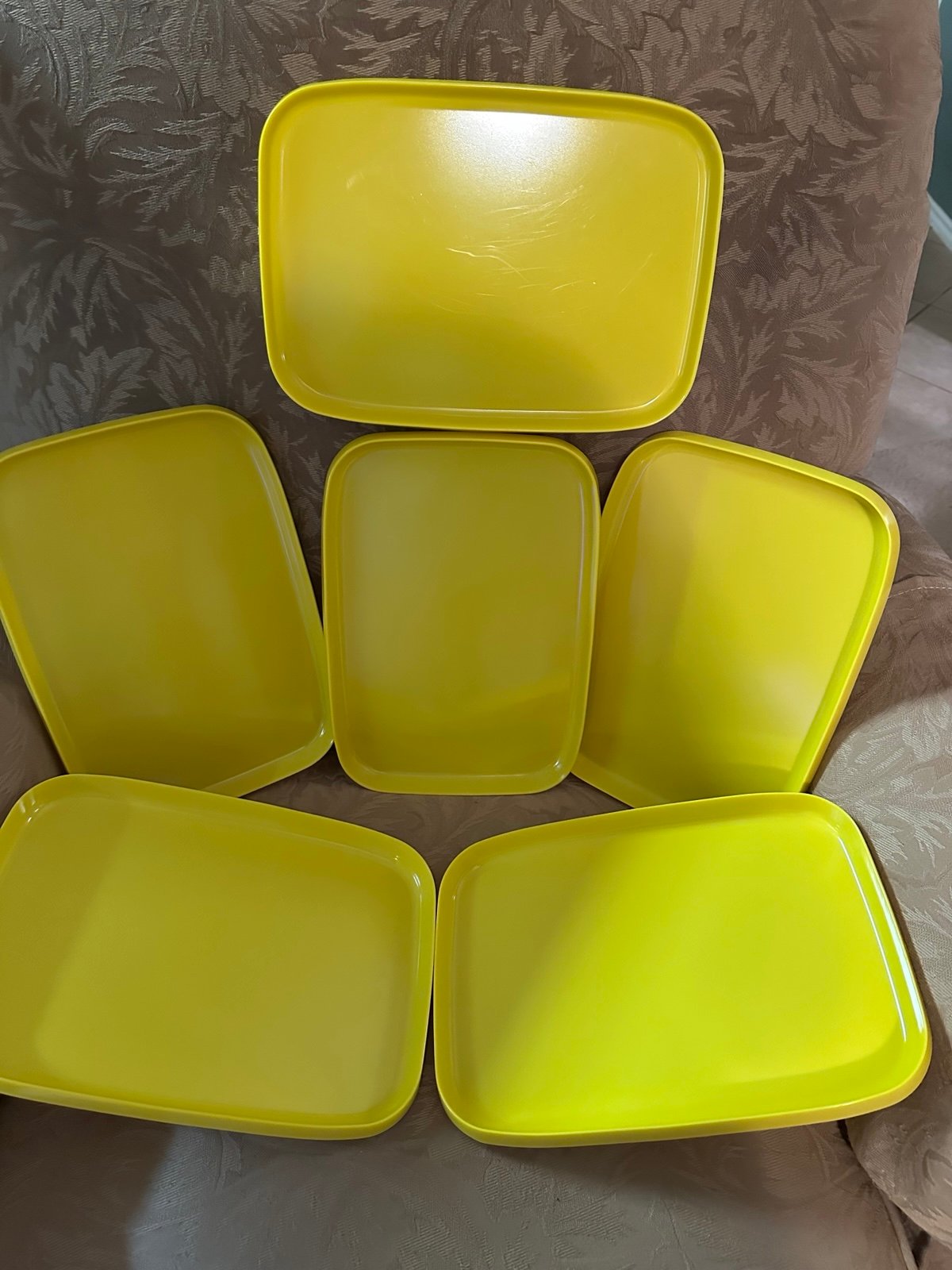 Vintage Oblique by PMC Yellow Melamine Tray H14 EUC Rare