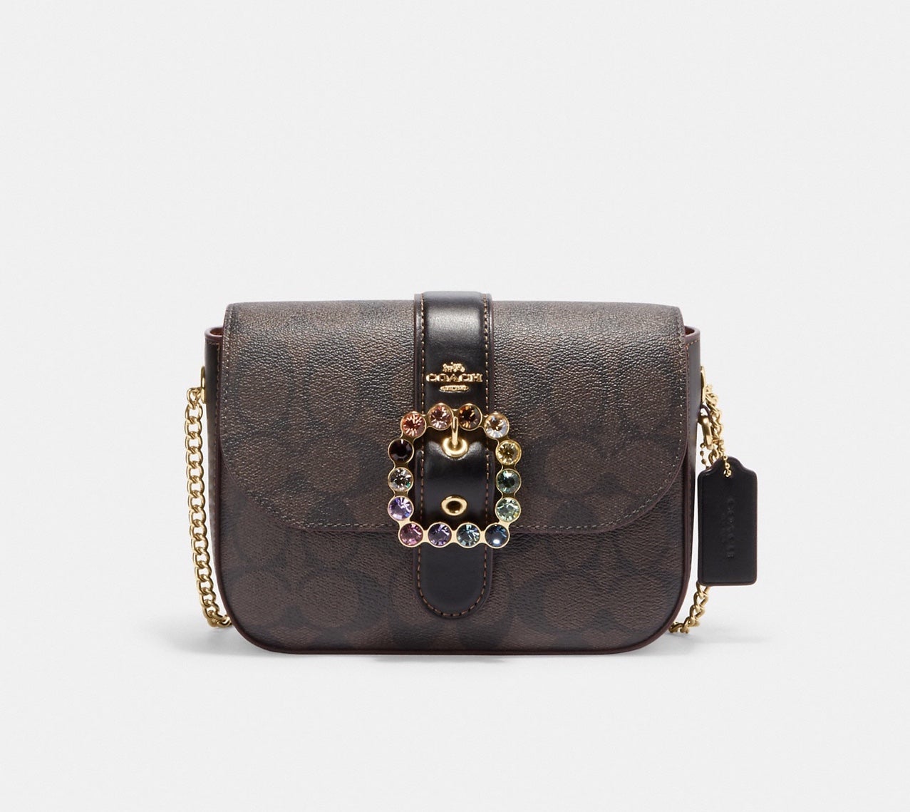 Coach Gemma Crossbody In Signature Canvas With Jeweled Buckle