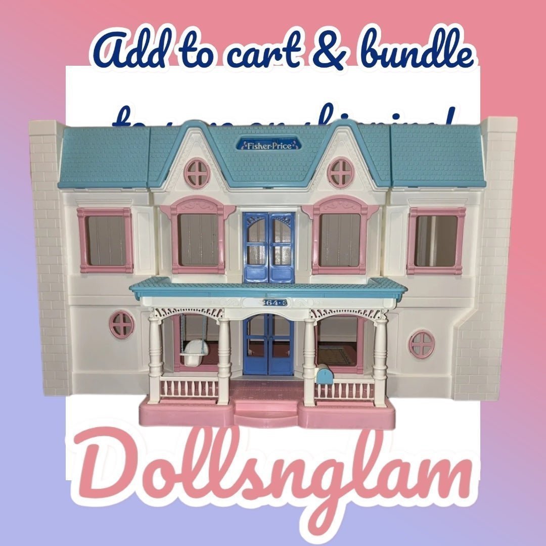 Vtg Fisher P Wow Loving Family 6364 Folding Dollhouse 1993 Accessories CLEAN
