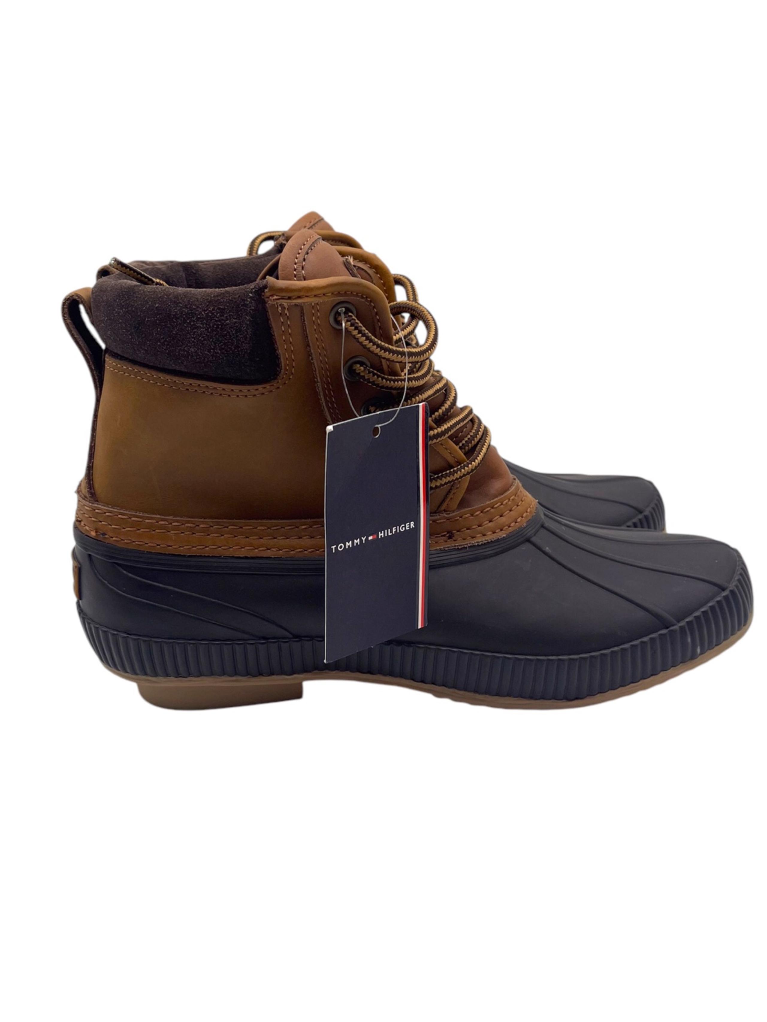 Tommy Hilfiger TMCasey Brown Leather Rubber Snow/Rain Duck Boots Men sz 10