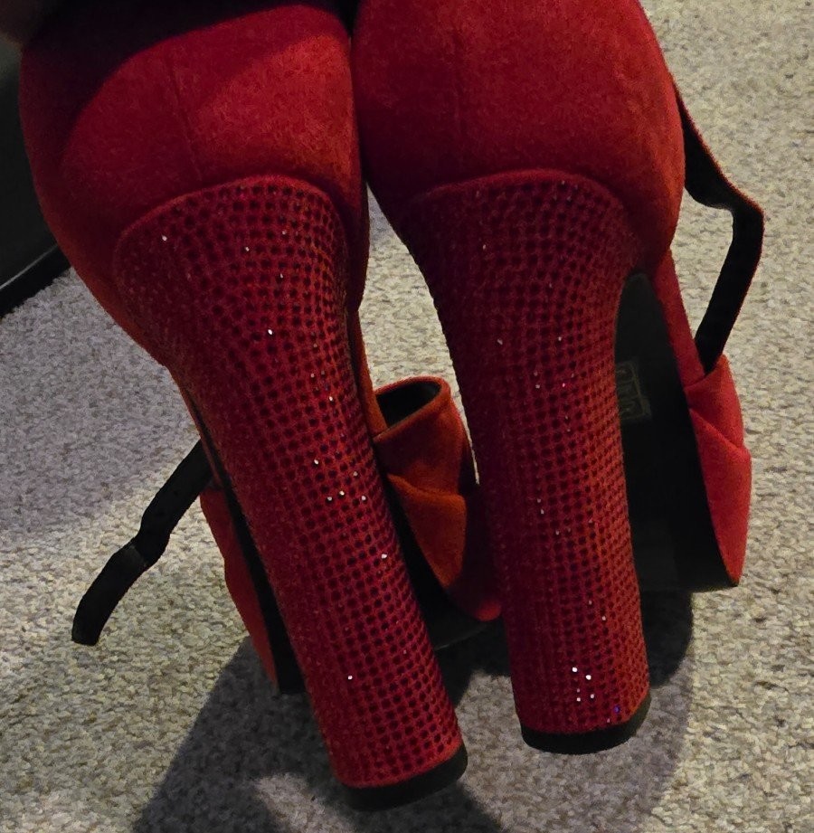 Elegant red platform high heels