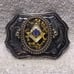 Masonic Free Mason Gold Insert Belt Buckle Silver Engraved Frame Great Shape