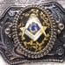 Masonic Free Mason Gold Insert Belt Buckle Silver Engraved Frame Great Shape