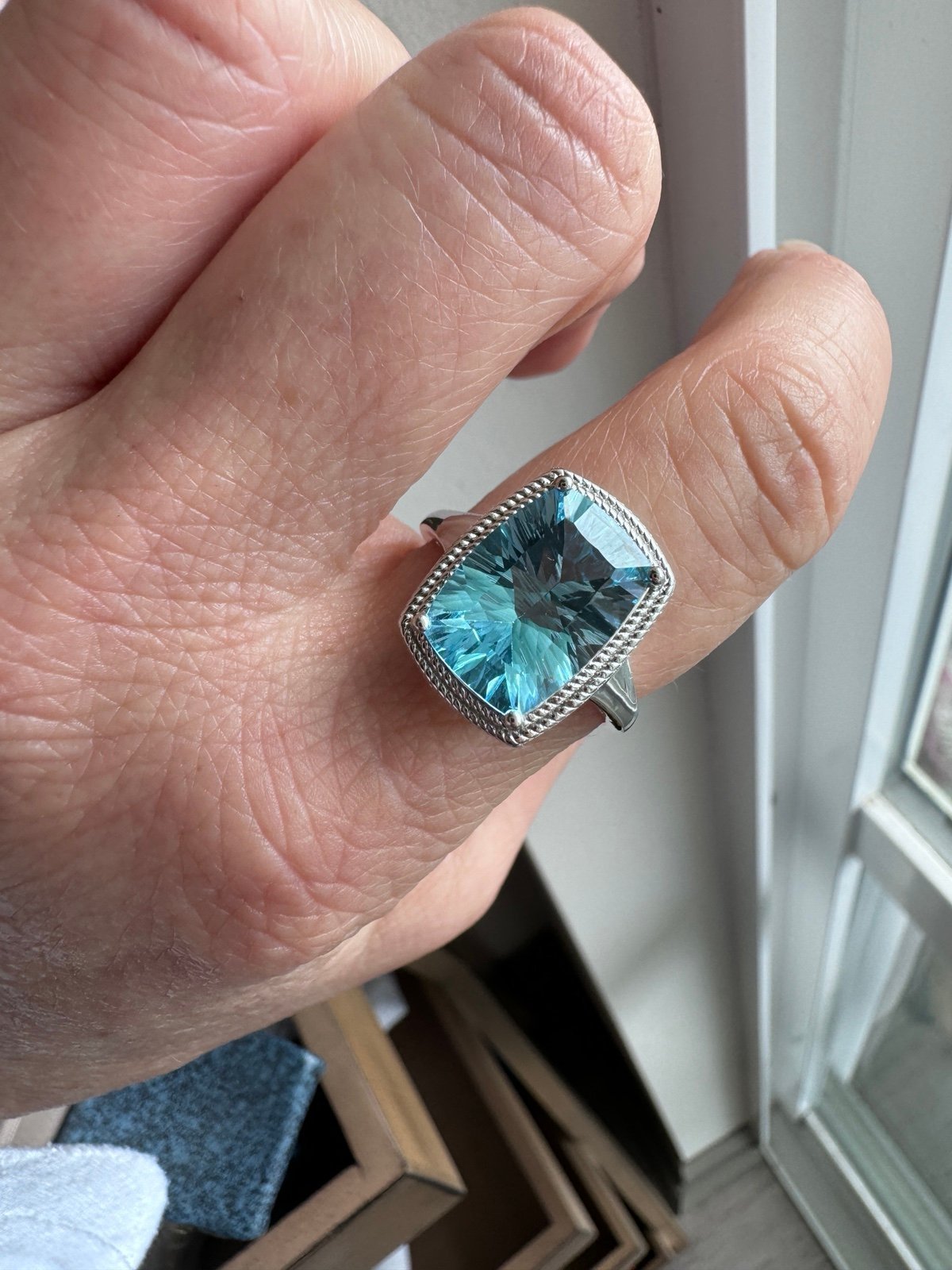 Blue Topaz Ring Sterling Silver size 8 or 10