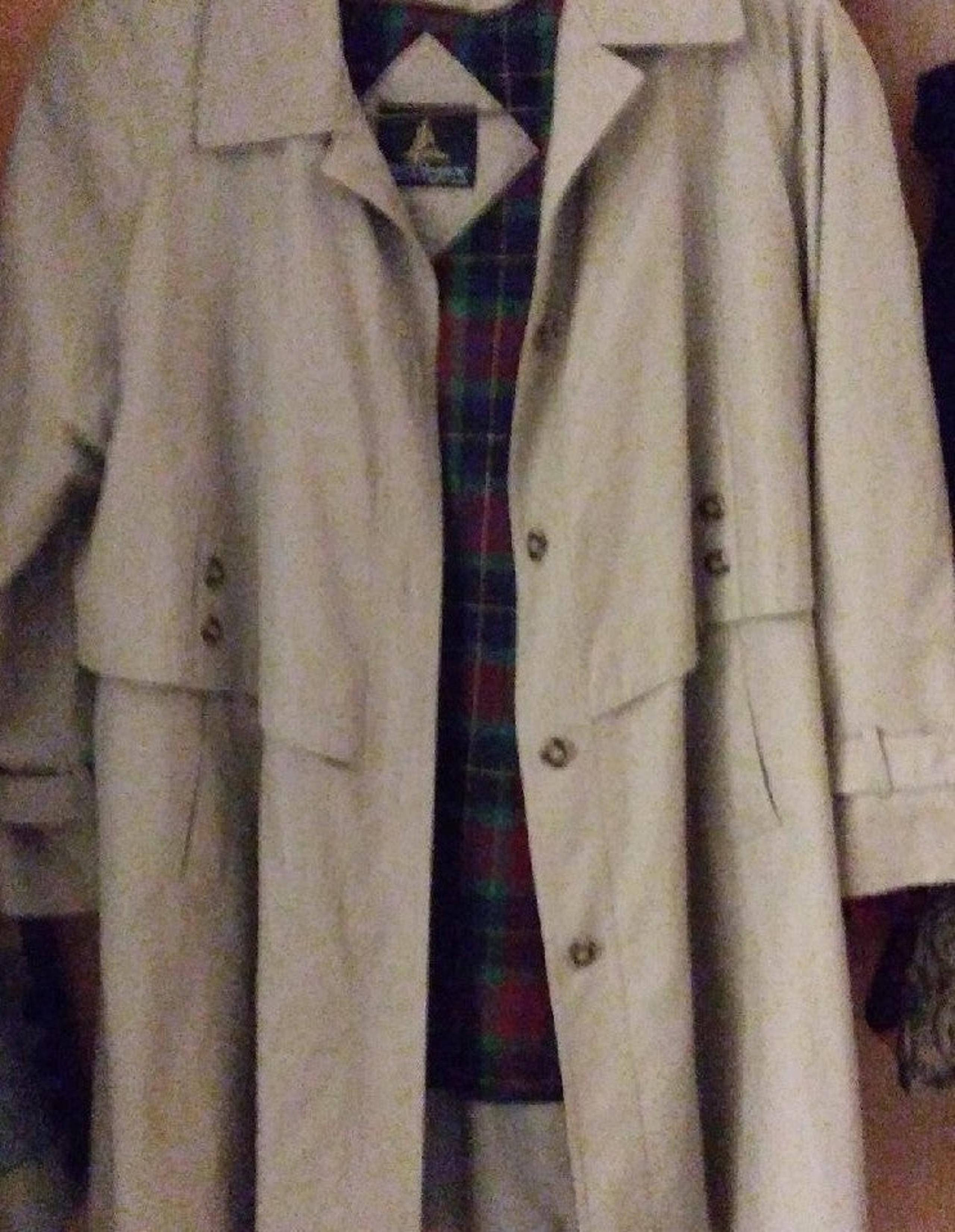 Misty Harbor Beige Button Up Trench Coat Wool Lining Womens Petite Size 14