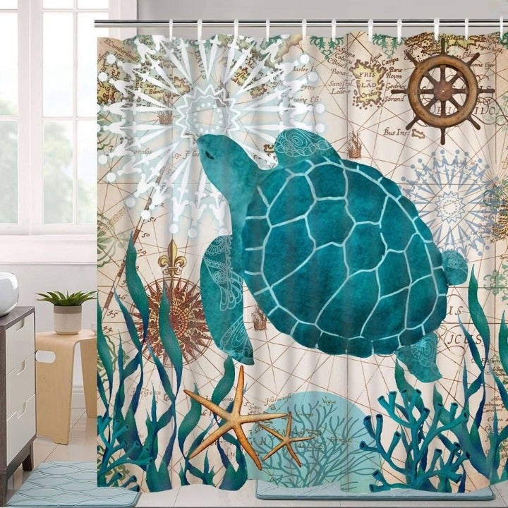 Bathroom Shower Curtain Sea Turtle Ocean