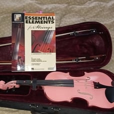 4/4 Pink Violin student bundle tuner bridge Aubert case bows book rosin strings
