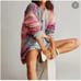 Free People Pink and Blue Cardigan Sweater