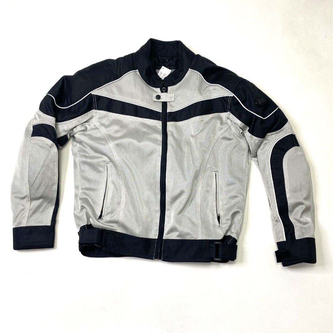 Bilt Motorcycle Jacket Medium Black Gray Padded Shoulder & Elbow w/ Liner BLM-13