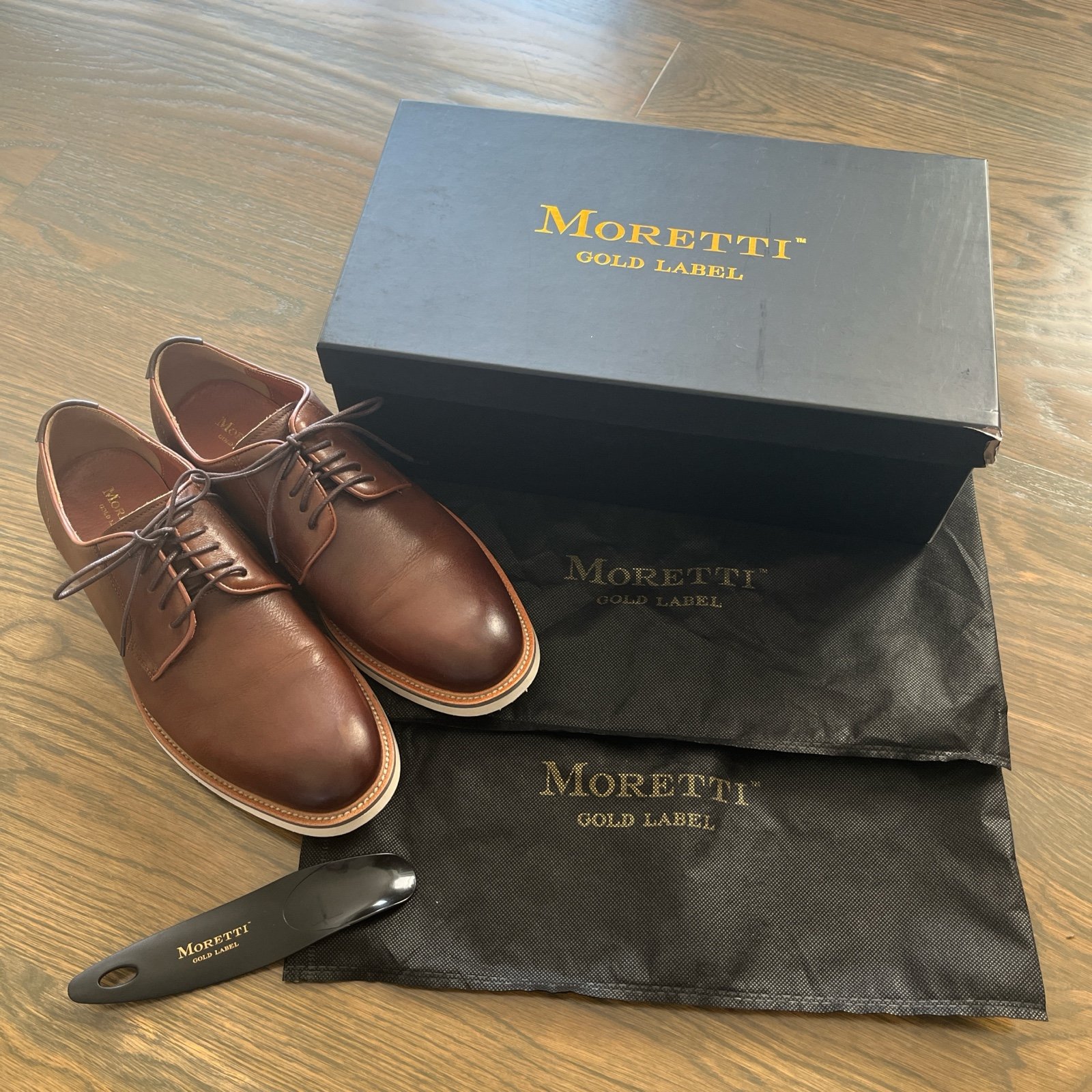 Moretti Gold Label Men’s Dress Shoes Brown Size 8.5 D in Original Box