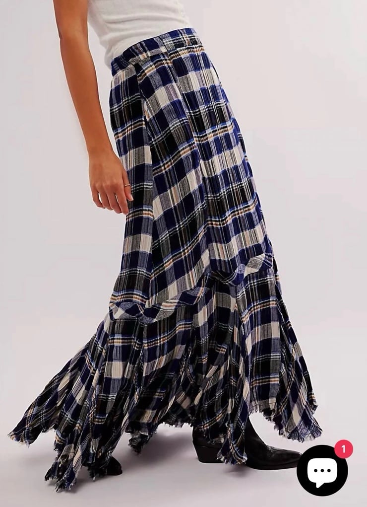 Free People Bordeaux Plaid Skirt