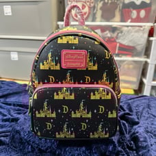 Loungefly Disney Parks Castle AOP Black and Gold D BNWT