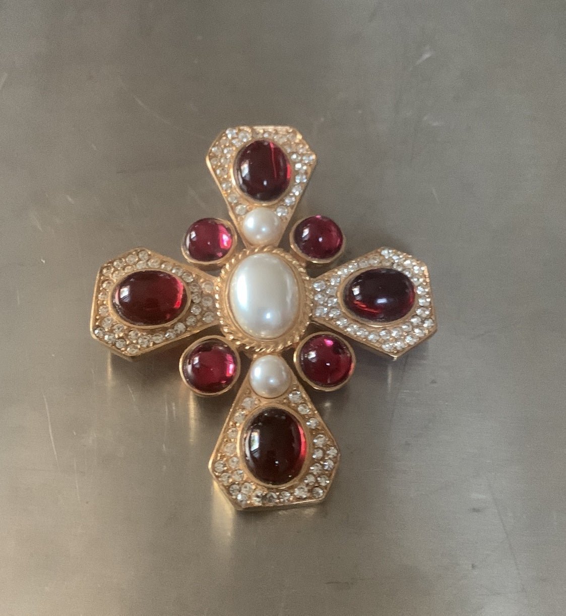 Vintage Cross Brooch Pin, large