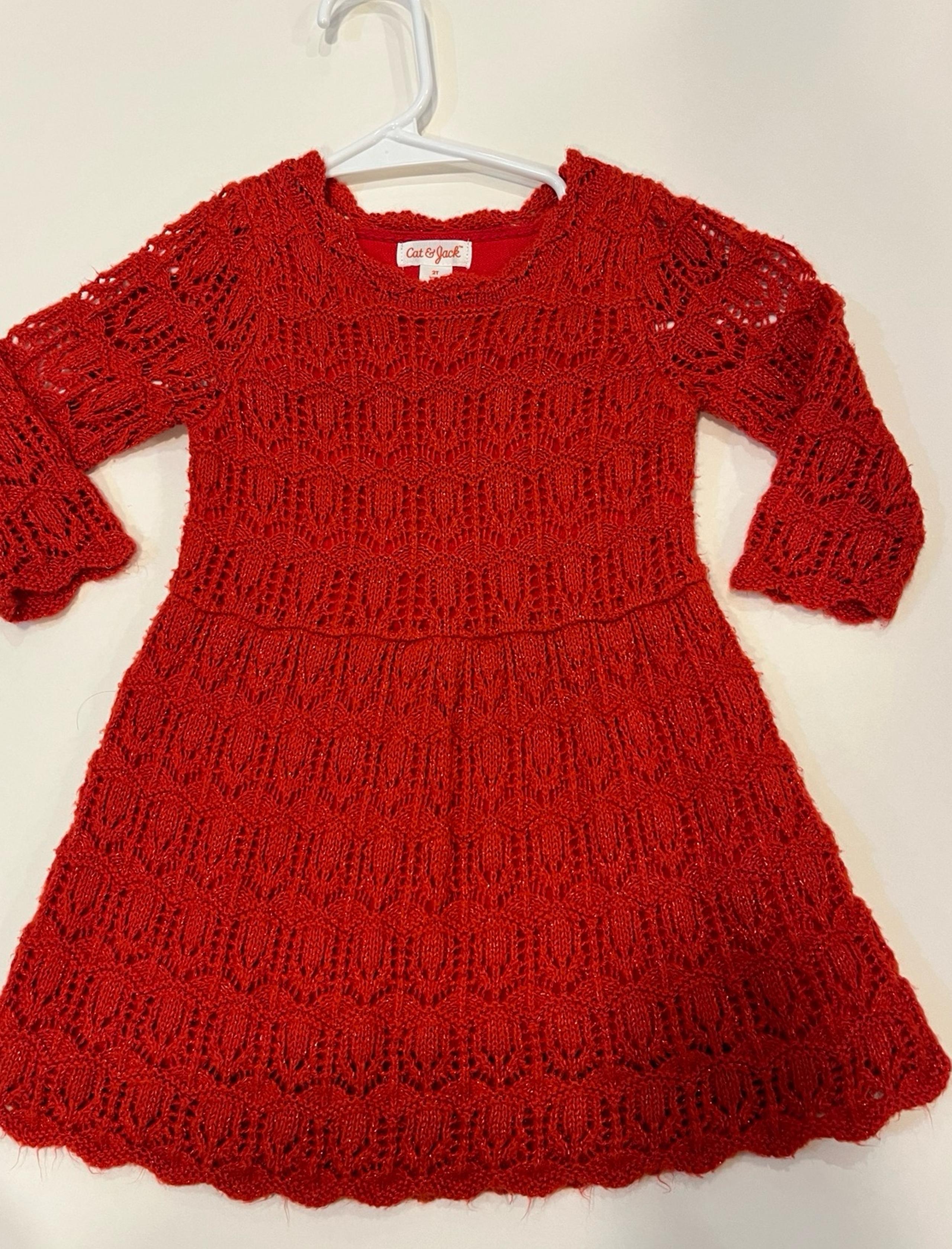 Red sparkly sweater dress by cat & Jack - size 2T