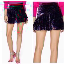 Ramy Brook Printed Velour Malbec Miniskirt