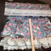 SET OF 4 Vintage Antique Style Tapestry Curtain Valances with Fringe Blue Floral