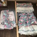 SET OF 4 Vintage Antique Style Tapestry Curtain Valances with Fringe Blue Floral