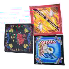3 Vintage Harley Davidson Motorcycles Bandana w/Red and Yellow Roses +