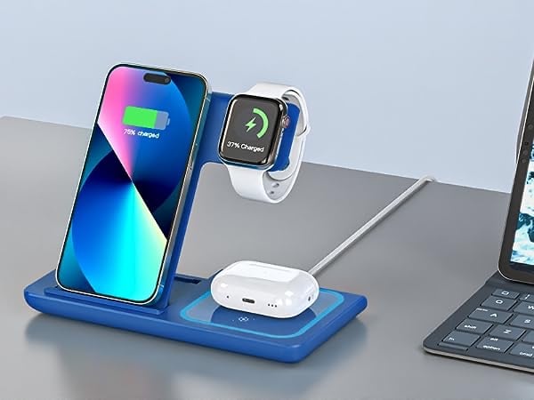 Wireless Charging Station, for Multiple Devices, Fast Charging….New….Dark Blue