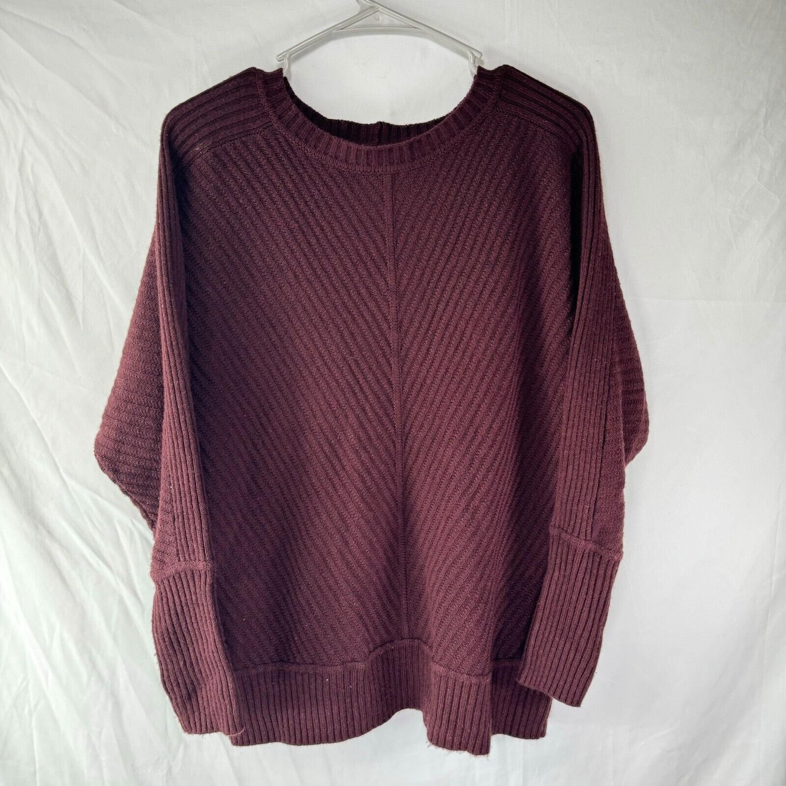 Worthington Women Crew Neck Pullover Dolman Sleeve Sweater Burgundy Size XS