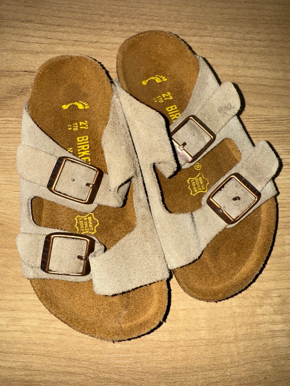 Birkenstock Arizona Kids Suede Leather - Taupe Size 27 US 9-9.5 F