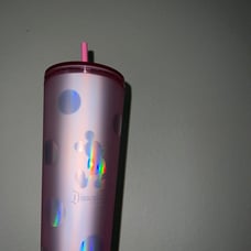 Disney Parks 2022 Disneyland Mickey Pink Polka Dot Starbucks Tumbler Cup