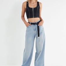 Black Zipper Top - Urban Outfitters