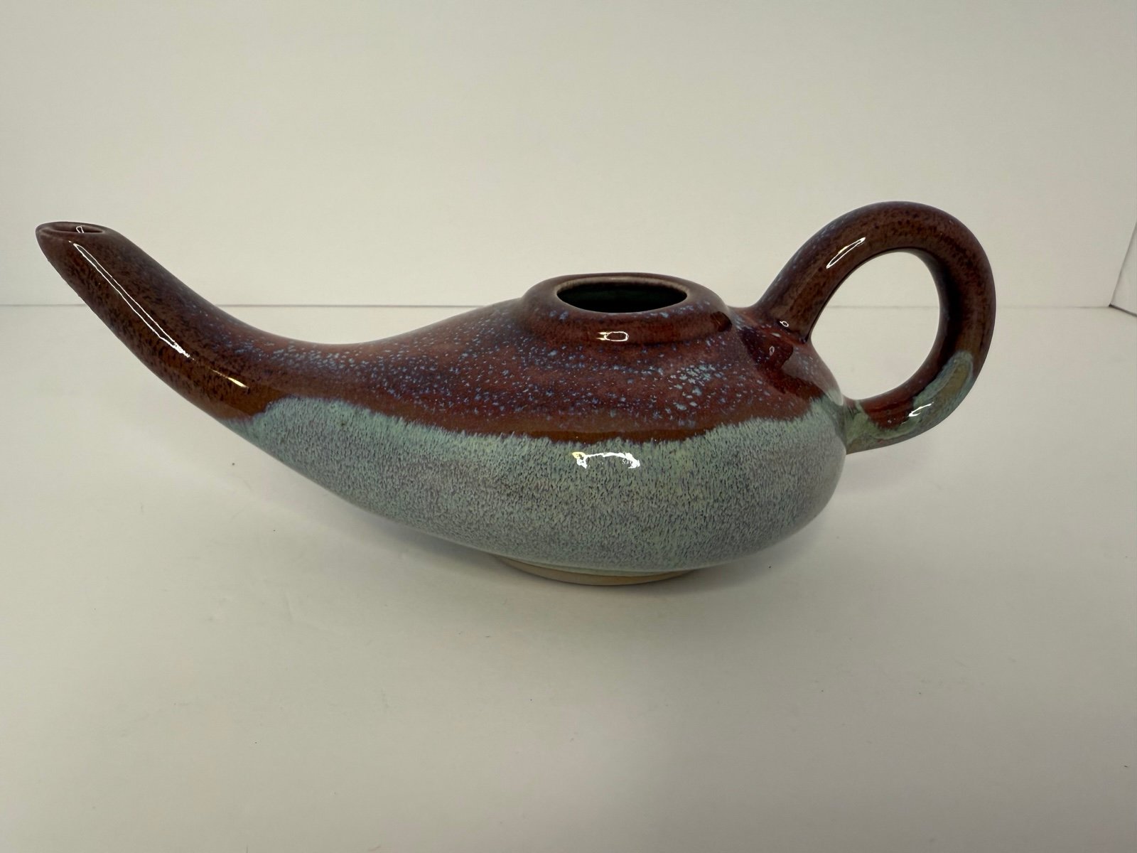 2007 Pigeon River Pottery signed by T Bullen - Aladdin Genie Oil Lamp
