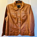 Vintage BERNARDO Women’s Leather Jacket 2X Caramel Brown Snap Curved Hem Y2K 90s
