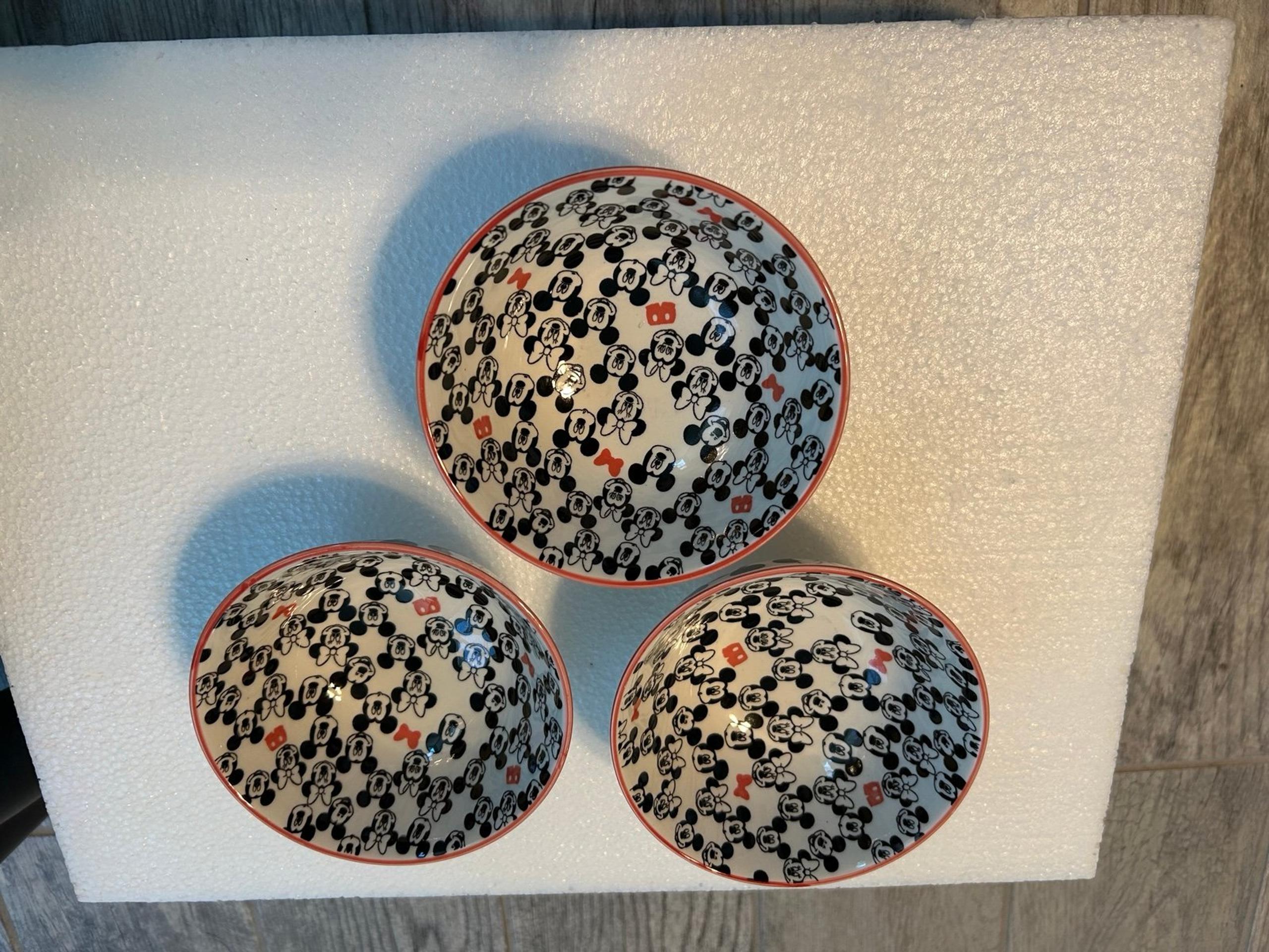 3 Piece Disney Mickey & Minnie Mouse Tidbit Bowl Set