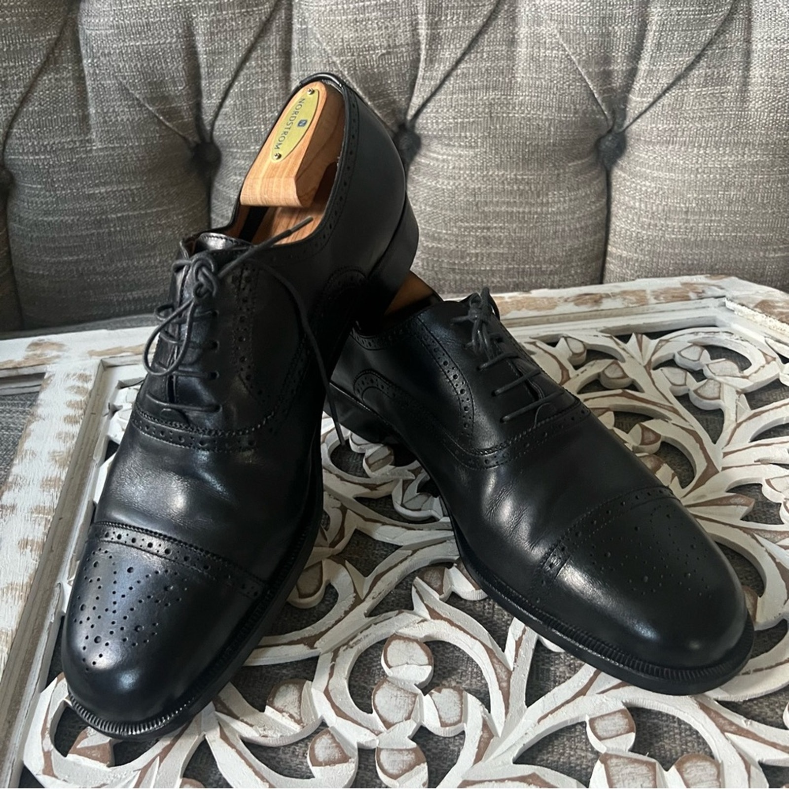 Salvatore Ferragamo Black Leather Oxford Shoe’s Men’s 10.5 Wide