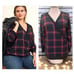 Torrid 4 (4X 26) Black/Red Brushed Waffle Plaid Surplice Wrap Drop Shoulder Top