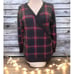 Torrid 4 (4X 26) Black/Red Brushed Waffle Plaid Surplice Wrap Drop Shoulder Top